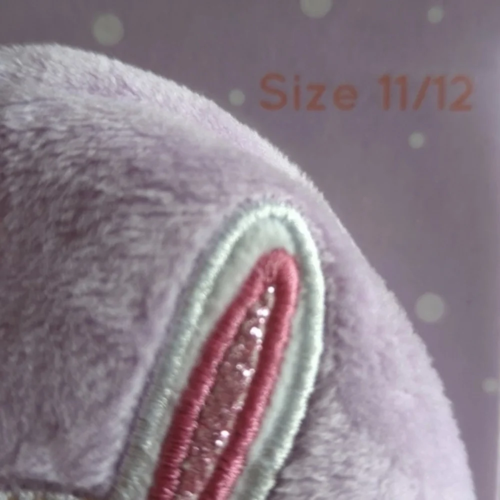 Chatties Girls Glitter Bunny Slippers Pink Ice Skating Theme Small 11/12